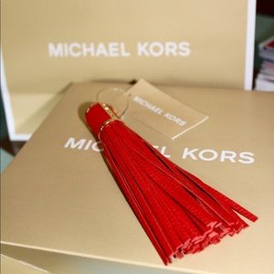 Blood Orange Leather Michael Kors Keychain - NWT